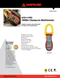 Thumbnail of document Data Sheet - ACD-6 PRO Digital Clamp Meter 600 V AC/DC